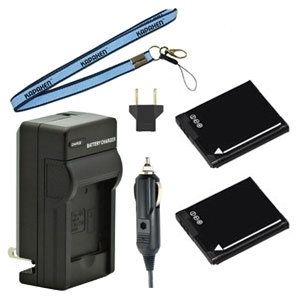 Two DMW-BCL7 Batteries, Charger & Neck Strap for Panasonic Lumix F5, FH10, FS50, SZ10, SZ9, SZ8, SZ3, XS1, and XS3 Cameras