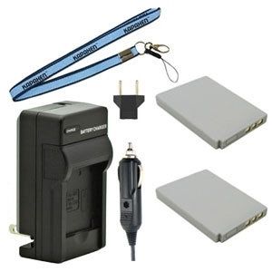 Two DB-L40 DB-L40A Batteries, One Charger & Neck Strap for Sanyo Cameras and Camcorders