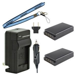 Two DB-L50 DB-L50A DB-L50AU Batteries, One Charger & Neck Strap for Sanyo Cameras and Camcorders