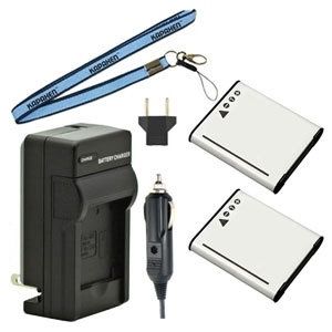 Two New VW-VBX090 Batteries Plus One Charger Kit & Neck Strap Combo for Panasonic Action Cameras / Camcorders
